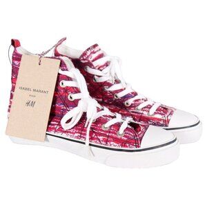 Isabel Marant H&M Women's Size US 6.5 EUR 39 Red High Top Sneakers Lace Up NWT